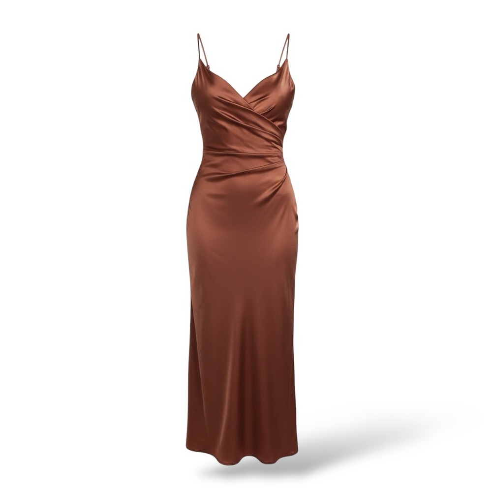 Galina Signature Cinnamon Satin Formal‎ Gown Size 6 Bridesmaid Prom Dress